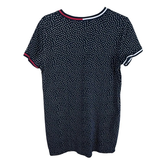 Tommy Hilfiger Navy Blue Polka Dot V-Neck Short Sleeve T-Shirt Dress Beach Large - Picture 3 of 6